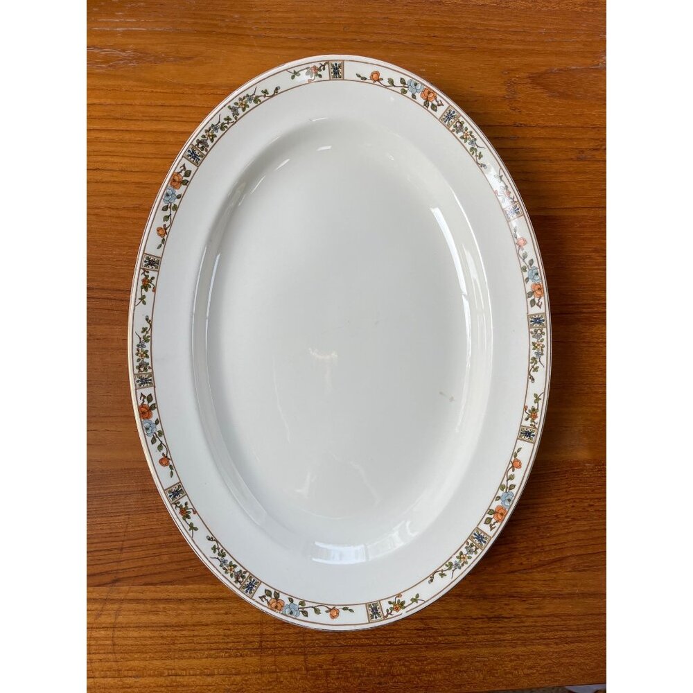Vintage Johnson Bros Oval Serving Platter With Floral Trim